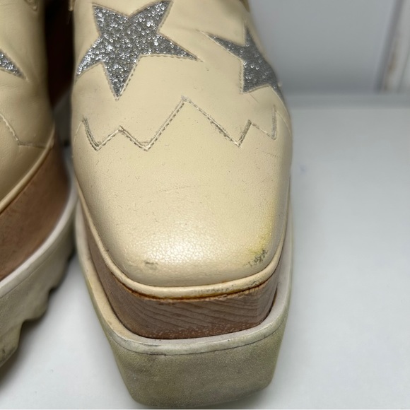 Stella McCartney size 6.5 Beige Faux Leather Elyse Star Platform Lace Up Derby - Picture 6 of 14